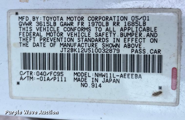 image for item EG8689 2001 Toyota Prius 