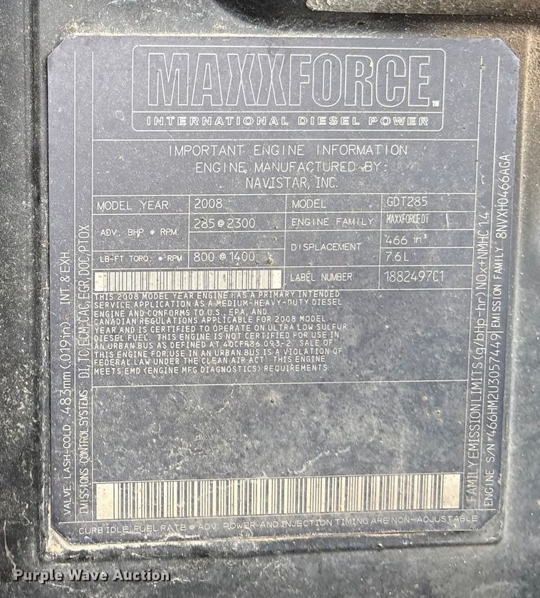 image for item EG8690 2009 International 7400 dump truck