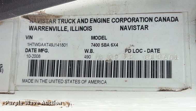 image for item EG8690 2009 International 7400 dump truck