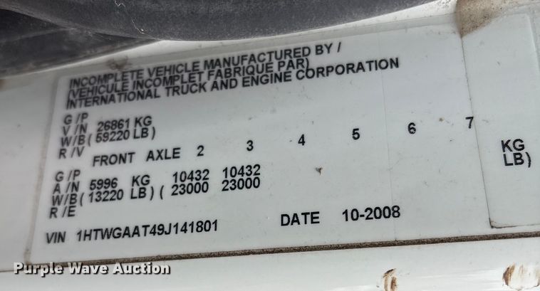 image for item EG8690 2009 International 7400 dump truck