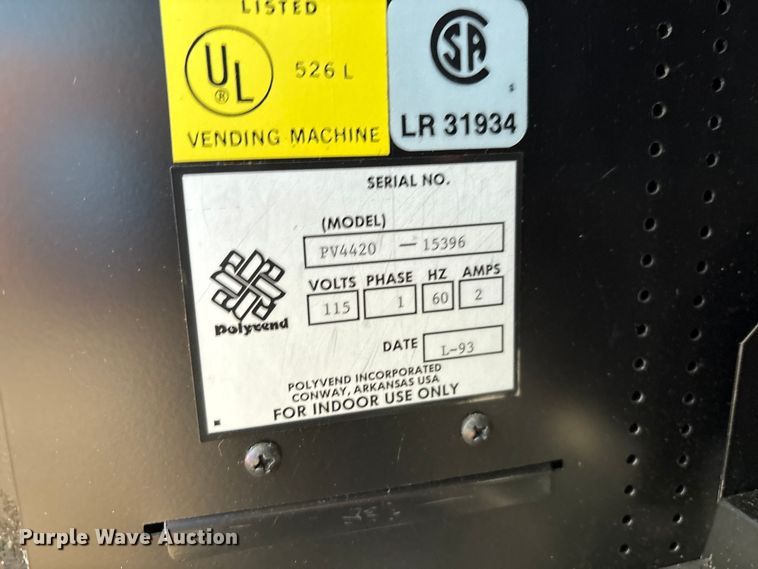 image for item EG8710 1993 Polyvend PV4420 vending machine 