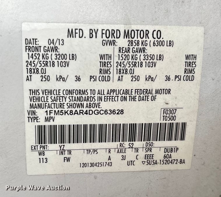 image for item EG8732 2013 Ford Explorer Police SUV