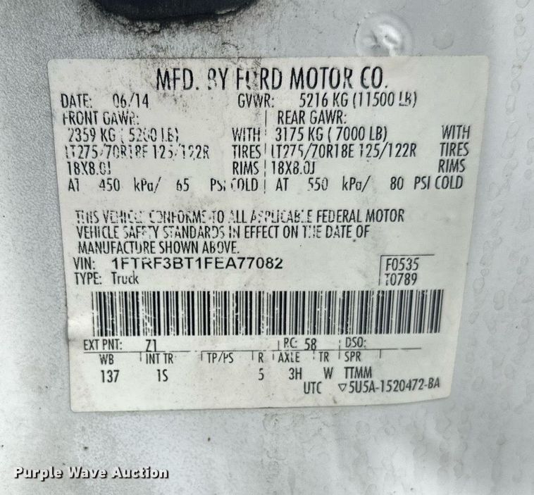 image for item EL0019 2014 Ford F350 utility bed pickup truck