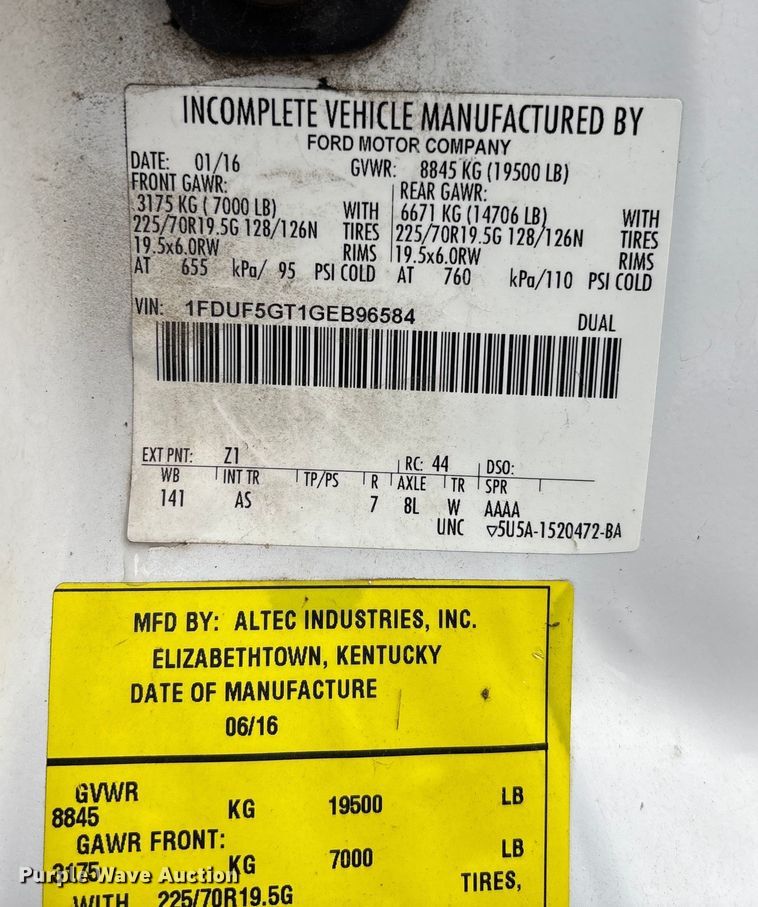 image for item EM8206 2016 Ford F550 Super Duty XL bucket truck