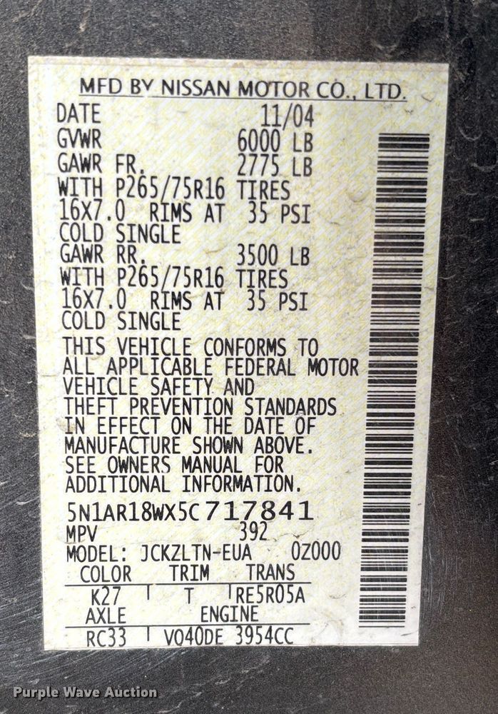 image for item EM8210 2005 Nissan Pathfinder SUV