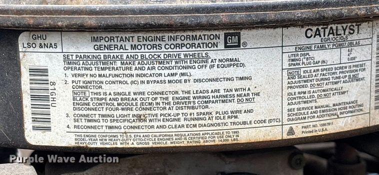 image for item EN5621 1993 Chevrolet Kodiak C5500  flatbed truck