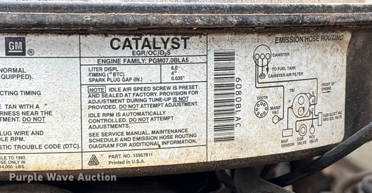 image for item EN5621 1993 Chevrolet Kodiak C5500  flatbed truck