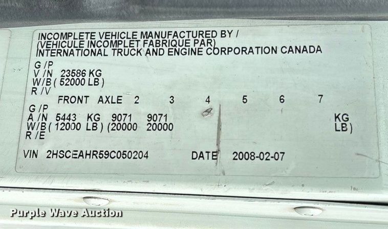 image for item EN5624 2009 International 9200i dump truck