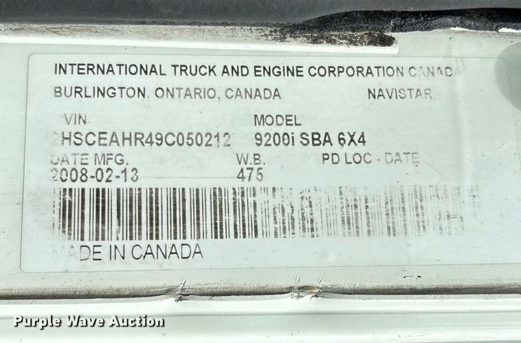 image for item EN5625 2009 International 9200i dump truck