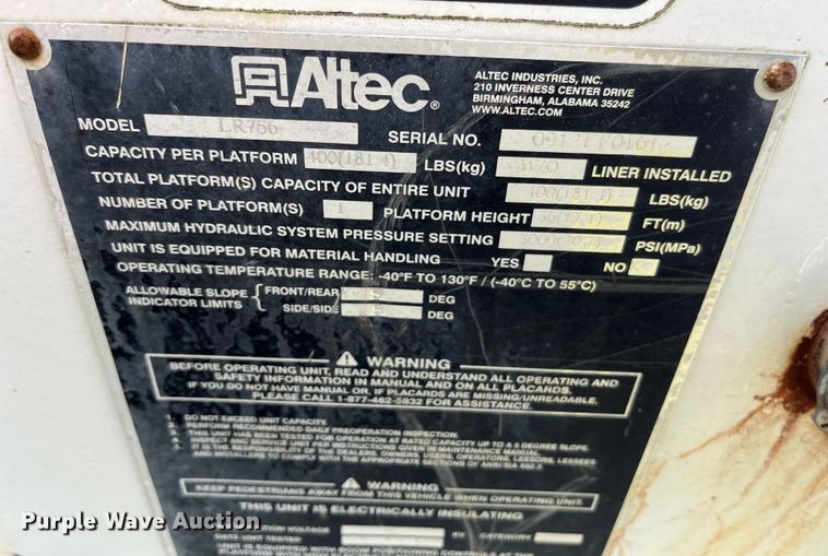 image for item EN5629 2012 Ford F750 Super Duty XL forestry bucket truck