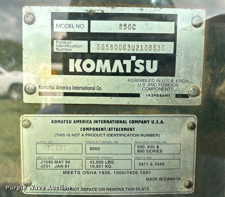 image for item EN5631 2002 Galion 850C motor grader