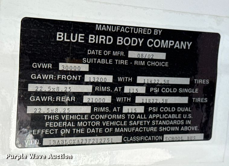 image for item EP0679 2003 Blue Bird school bus