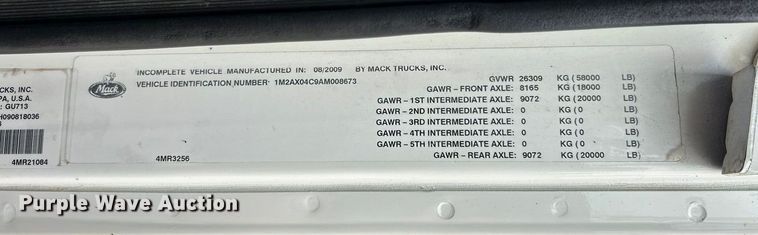 image for item ET3212 2010 Mack GU713 dump truck