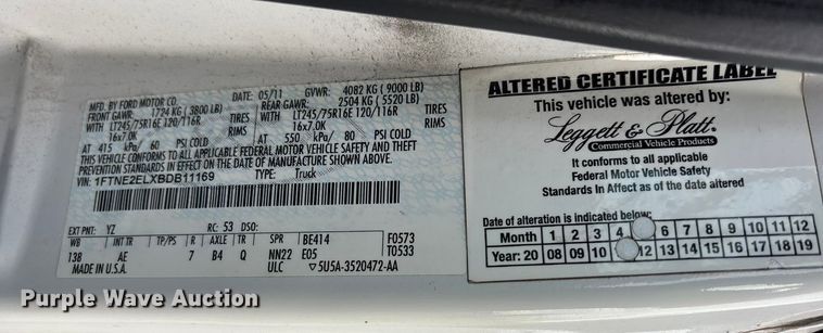 image for item ET4562 2011 Ford E250 van