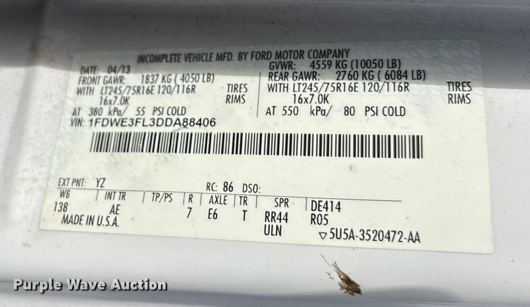 image for item ET4565 2013 Ford E350 Super Duty utility van