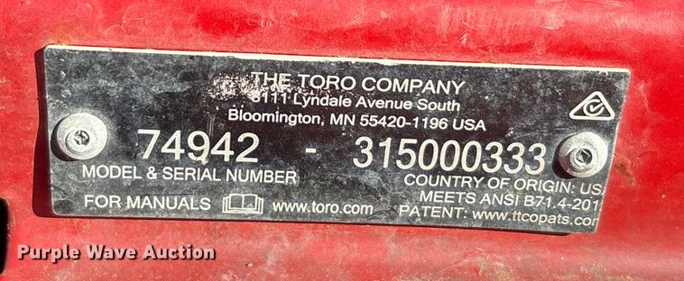 image for item EU0118 Toro 5000 series ZTR lawn mower