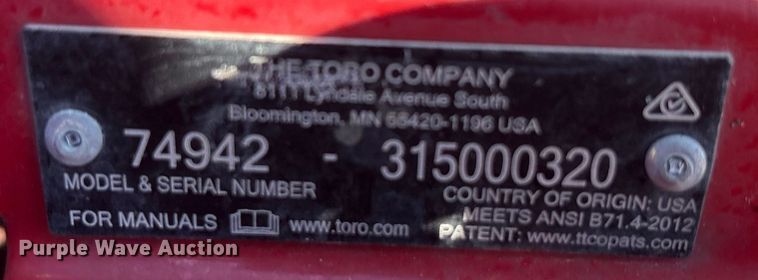 image for item EU0119 Toro 5000 series ZTR lawn mower