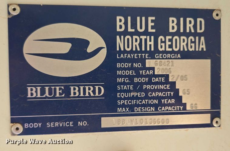 image for item EU3769 2006 Blue Bird Bb Conventional school bus