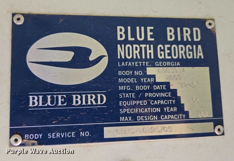 image for item EU3770 2009 Blue Bird Bb Conventional school bus