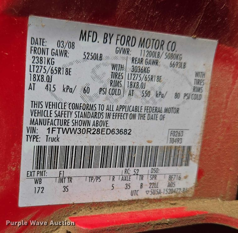 image for item EU3771 2008 Ford F-350 Crew Cab pickup truck