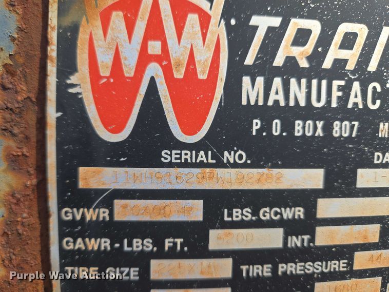 image for item EU3815 1993 W-W Trailer Manufacturers livestock trailer