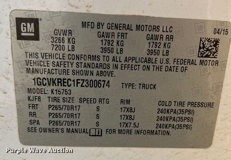 image for item EU4685 2015 Chevrolet Silverado 1500 Double Cab pickup truck