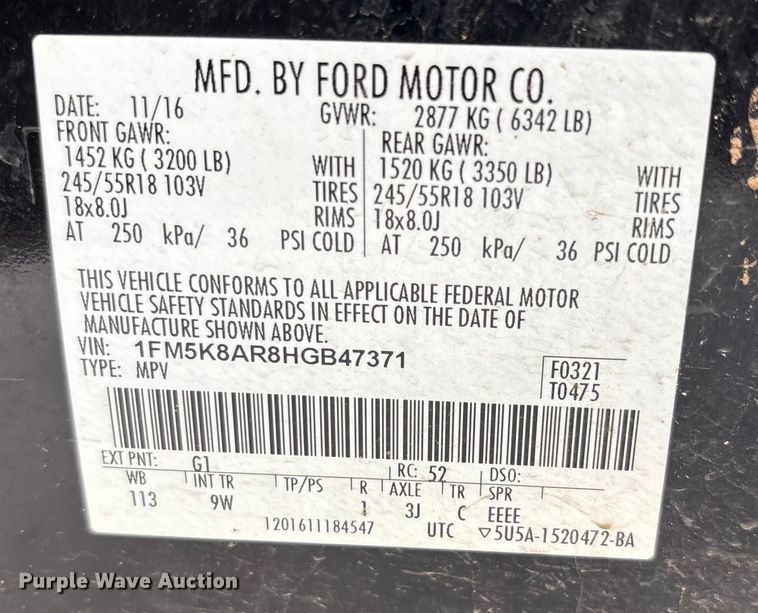 image for item EU4687 2017 Ford Explorer Police Interceptor SUV