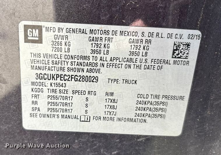 image for item EU4688 2015 Chevrolet Silverado 1500 Crew Cab pickup truck