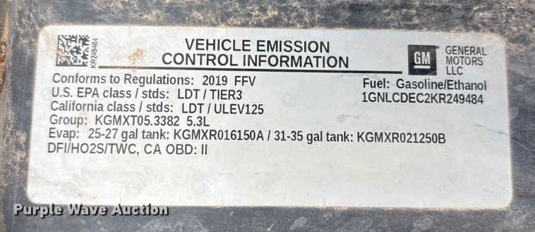 image for item EU4689 2019 Chevrolet Tahoe Police SUV