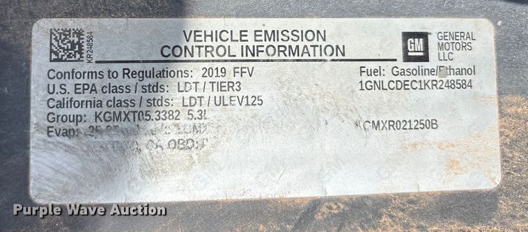 image for item EU4690 2019 Chevrolet Tahoe Police SUV