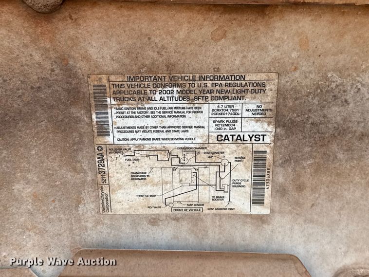 image for item EU5019 2002 Dodge Ram 1500 Quad Cab flatbed pickup truck