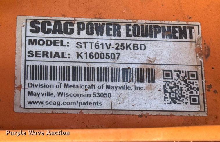 image for item EU5022 Scag STT61V-25KBD ZTR lawn mower