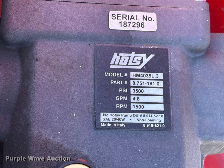 image for item EU8517 2011 Hotsy HM4035L.3 hot pressure washer