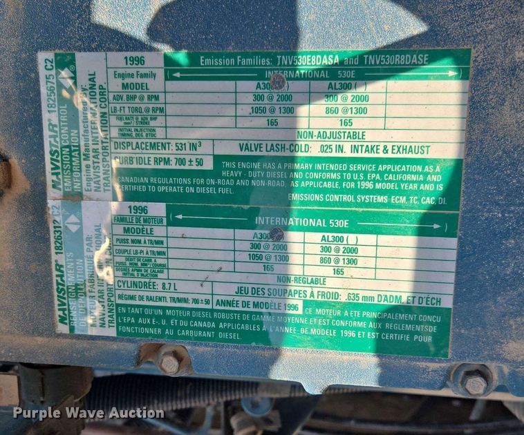 image for item EV1728 1996 International 2574 dump truck