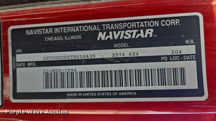 image for item EV1728 1996 International 2574 dump truck