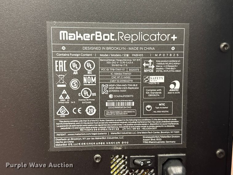 image for item EV1980 (2) MakerBot Replicator 3D printers