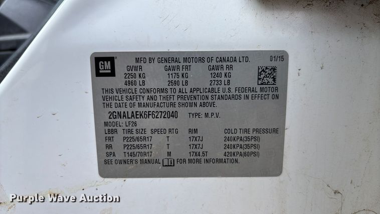 image for item EV3062 2015 Chevrolet Equinox SUV