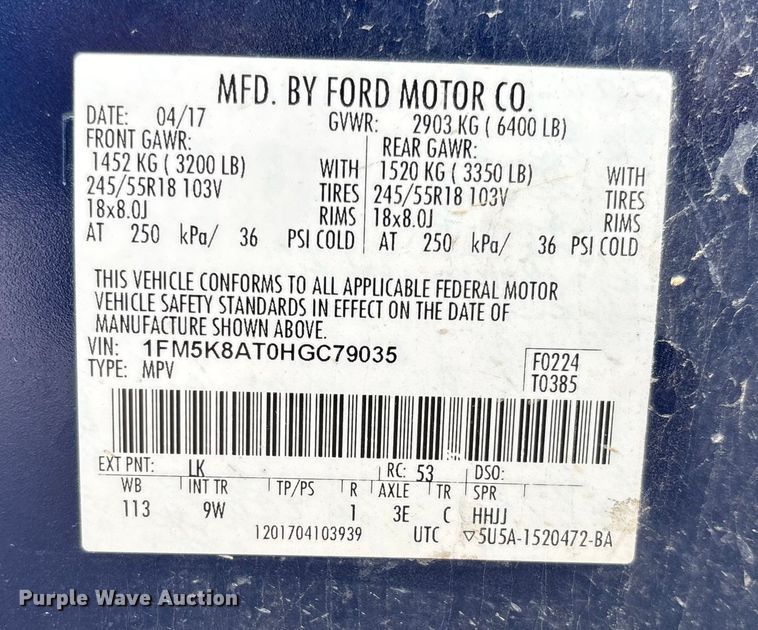 image for item EV3063 2017 Ford Explorer Police Interceptor SUV