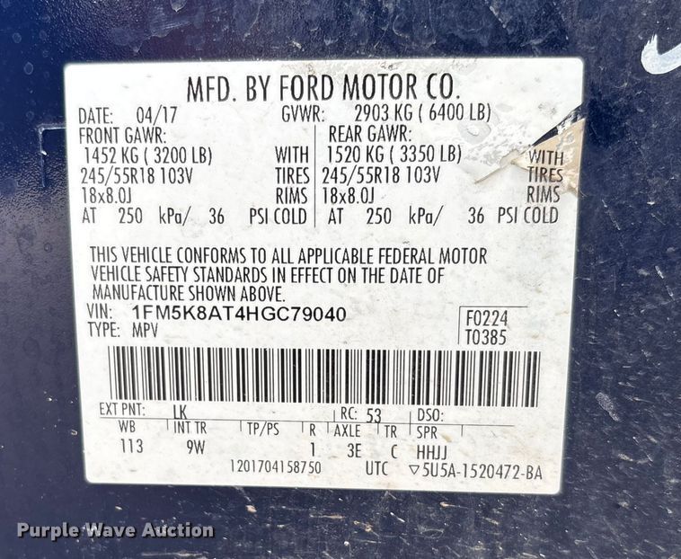 image for item EV3065 2017 Ford Explorer Police Interceptor SUV