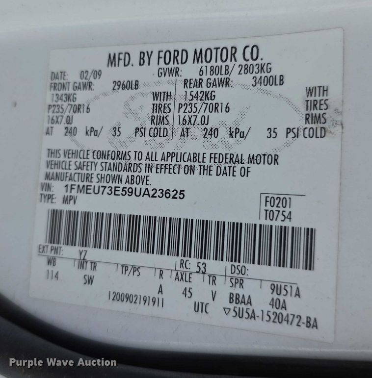 image for item FI0504 2009 Ford Explorer XLT SUV