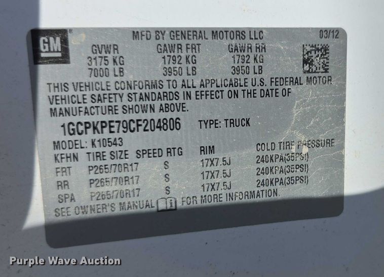 image for item FI0505 2012 Chevrolet  Silverado 1500 Crew Cab pickup truck