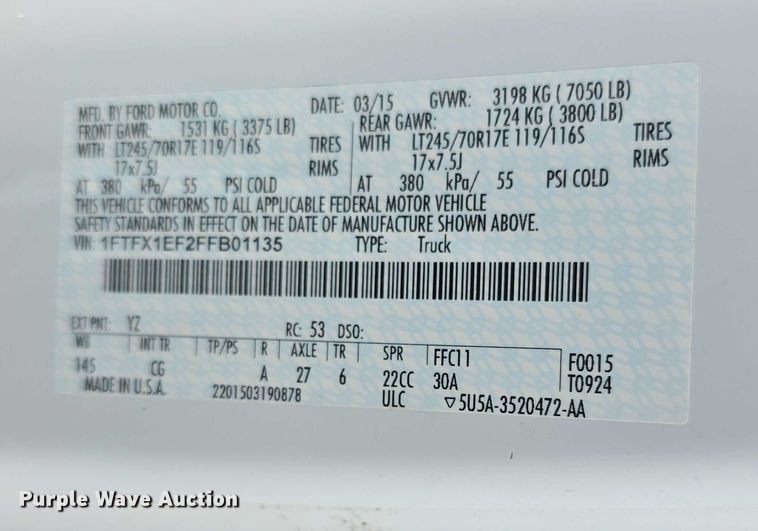 image for item FI0506 2015 Ford F150 SuperCab pickup truck