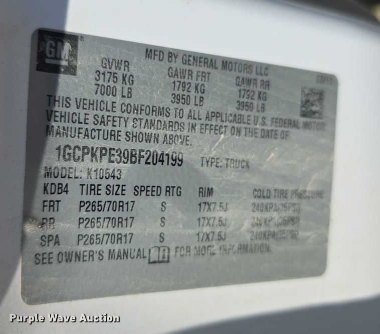 image for item FI0507 2011 Chevrolet Silverado 1500 Crew Cab pickup truck