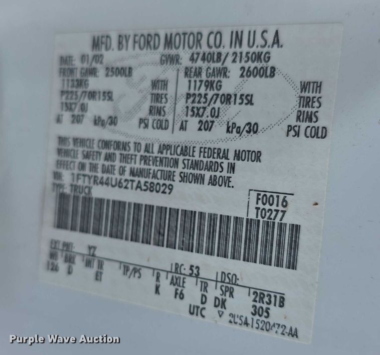 image for item FI0515 2002 Ford Ranger xlt SuperCab animal control pickup truck