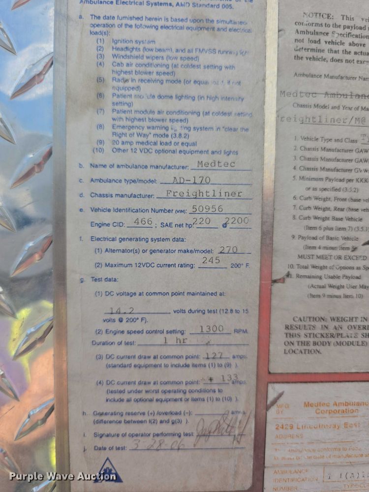 image for item FI0517 2006 Freightliner  ambulance