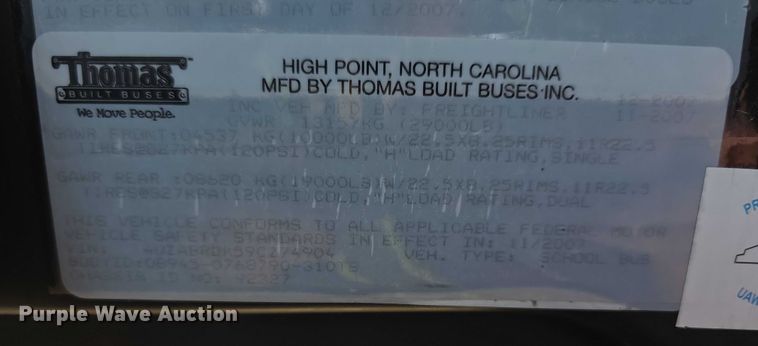 image for item FI0521 2009 Freightliner  Thomas Built school bus