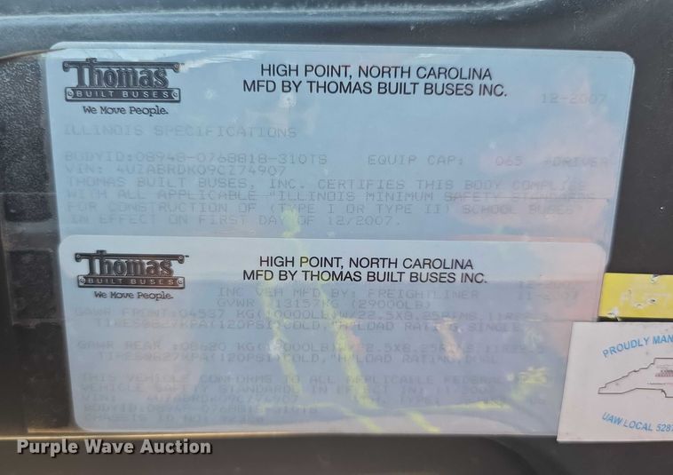 image for item FI0522 2009 Freightliner  Thomas Built school bus