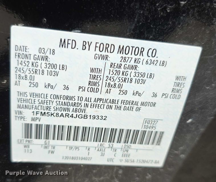 image for item FI0527 2018 Ford Explorer Police Interceptor  SUV