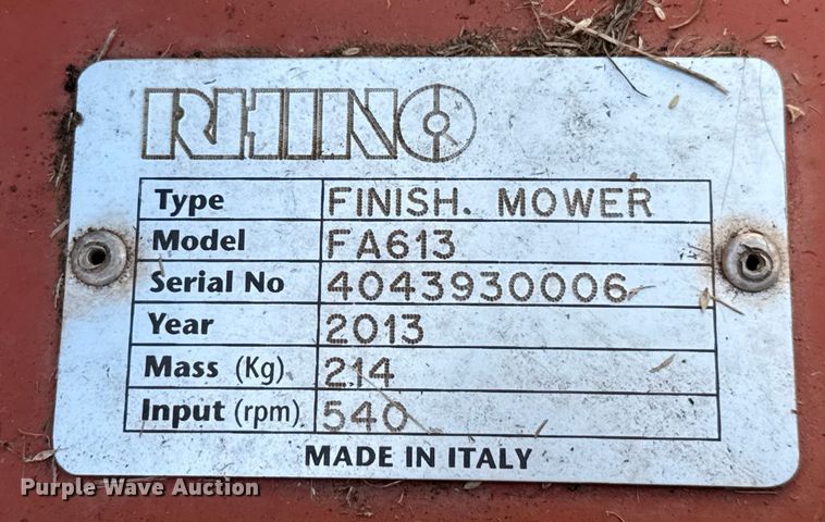 image for item GH9323 2013 Rhino FA613 finish mower