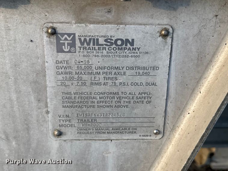 image for item DO2286 1996 Wilson DWH-400C grain trailer